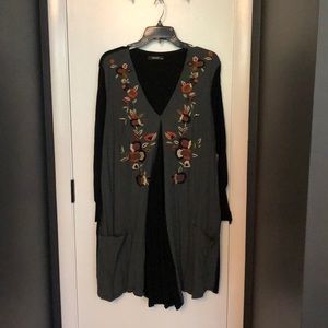 EShakti grey/black knit embroidered dress